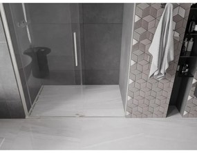 Mexen Velar, posuvné sprchové dvere do otvoru 150 cm, 8mm číre sklo, brúsená oceľ, 871-150-000-01-97