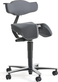 Sedlová stolička EPSOM, s opierkou chrbta a hojdacím mechanizmom, šedá