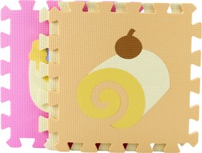 LEAN Penové puzzle podložka ovocie a sladkosti EVA pena pastelová 16 dielov