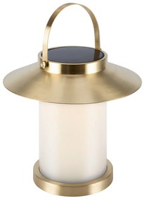 NORDLUX Solárna prenosná vonkajšia LED lampa TEMPLE, teplá biela, 30 cm, mosadz