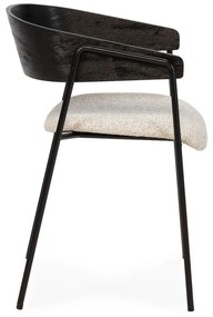 Čierne/béžové čalúnené jedálenské kreslá v súprave s podrúčkami 2 ks Cora – MOME