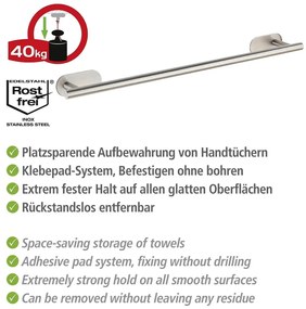 Samodržiaci držiak na uteráky z nehrdzavejúcej ocele v matne striebornej farbe Orea Uno – Wenko