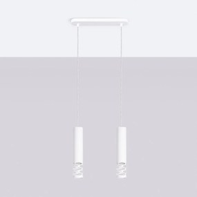 Závesné svietidlo Liro, 2x biele kovové tienidlo