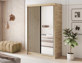 Šatní skříň Emerio se zrcadlem 120 cm dub Artisan