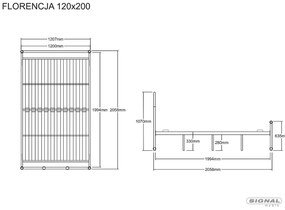 Kovová postel Florencia 120x200 bílá