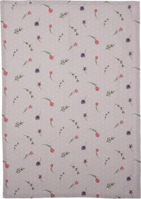Béžová bavlnená utierka s kvetmi Happy Bunny - 50*70 cm