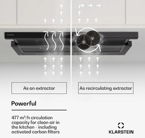 Klarstein Mariana Neo 90, plochý digestor, 90 cm, 640 m³/h, odsávanie vzduchu, LED