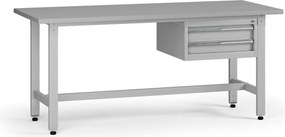 Výškovo nastaviteľný dielenský stôl G5, 1800 x 750 x 800-1000 mm, 1x kontajner, 2 zásuvky, sivá