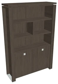 Vysoká skriňa Verno+ 140 x 46 x 210 cm, s regálom, dub antracit