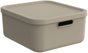 Rotho Úložný box, rovný s víkem, 20l, cappuccino ALBU LIGHT, 40x36x18 cm