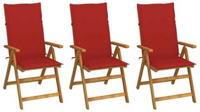 Skladacie záhradné stoličky s podložkami 3 ks akáciový masív