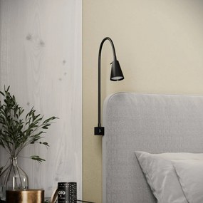 LED nástenná lampa 2080, montáž na posteľ, čierna