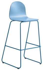 Barová stolička GANDER, s klzákmi, výška sedu 790 mm, lakovaná, modrá