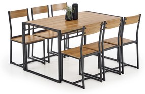 Jedálenský set H7993, dub zlatý / čierna (stôl + 6x stoličky)