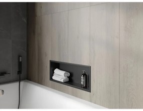 Mexen X-Wall-R, polička na zapustenie na obklad s golierom 60 x 20 cm, čierna matná, 1970602010