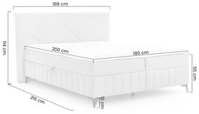 Posteľ Boxspring Wasil 180x200 s úložným priestorom - popolavý hydrofóbny zamat Element 24