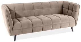 Pohovka Castello Velvet, trojsedák, svetlo hnedá / čierna