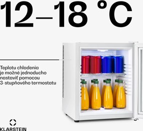 Klarstein Brooklyn 32, mini chladnička, sklenené dvere, LED osvetlenie, police