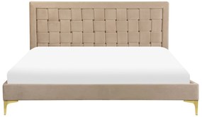 Zamatová posteľ 160 x 200 cm béžová LIMOUX Beliani