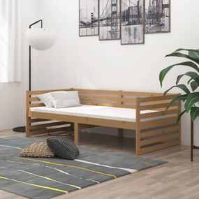 Denná posteľ s matracom 90x200 cm hnedá borovicové drevo 3083632