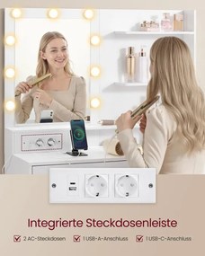 Toaletný stolík so zrkadlom a LED osvetlením RDT140WB01