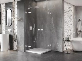 Mexen Lunar Duo, výklopný sprchový kút 80 x 80 cm, 8mm číre sklo, biely profil, 834-080L-080P-20-00