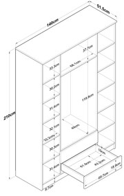 Šatníková skrňia Bastet 2331 (orech + biela) . Vlastná spoľahlivá doprava až k Vám domov. 1101408