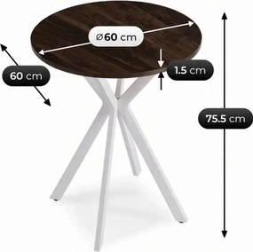 Stôl ERION 60 cm Orech / Biely