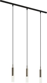 Moderný koľajnicový systém čierny s 3 závesnými svietidlami Gunmetal 1-fázový - Slimline Loyce