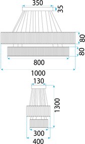 Toolight Toolight, LED stropné svietidlo 100x39 cm, 72W, APP1546-CP2, chrómová, OSW-05475