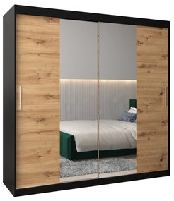 Šatníková skriňa 200 cm Toki 1 (Čierna matná + Dub artisan). Akcia -47%. Vlastná spoľahlivá doprava až k Vám domov. 1064935