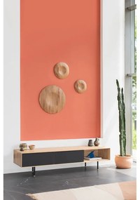 Čierny/v prírodnej farbe TV stolík z dubového dreva 200x48 cm Fina – Gazzda