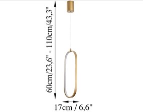 Závěsný LED lustr Can zlatý