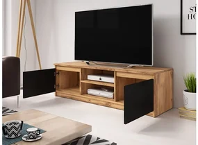 TV stolík Ziziko, Farby: dub wotan / dub wotan + čierny grafit, Osvetlenie: osvetlenie LED biele