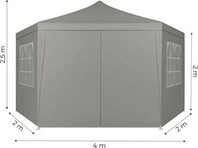 Záhradný altánok 2 x 2 m – párty stan so stenami a oknami sivá
