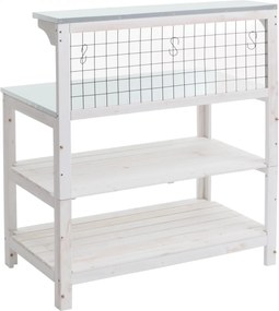 Stôl na rastliny HWC-N55, drevo - biela