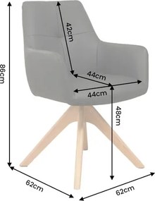 Dizajnová otočná stolička Devassy čierna koža / dub