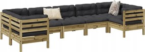 vidaXL 7-dielna záhradná súprava pohoviek s vankúšmi impregn. borovica