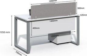 Kancelársky stôl s kontajnerom Houseland Prime Max 01 140 cm biely