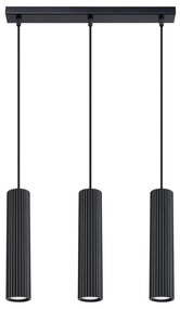 Závesné svietidlo Karbon, 3x čierne kovové tienidlo