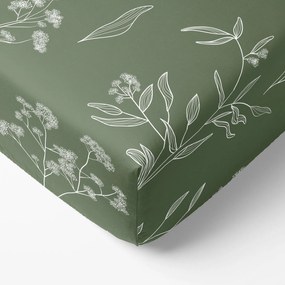 Goldea bavlnená napínacia plachta - bylinkové lístky 80 x 200 cm