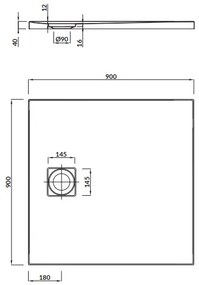 Cersanit TAKO SLIM sprchová vanička 90x90x4 cm + sifón, biela, S601-122