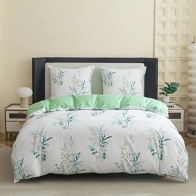 Mikroflanelové obliečky VERDELLE bielo-zelené Rozmer obliečky: 2 ks 70 x 90 cm | 200 x 220 cm