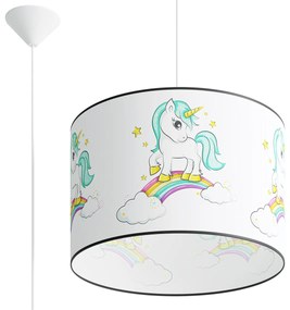 Detské závesné svietidlo Unicorn, 1x plastové tienidlo so vzorom, (fi 40cm)