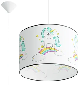 Detské závesné svietidlo Unicorn, 1x plastové tienidlo so vzorom, (fi 40cm)