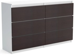 Veľká komoda 6 zásuviek ARIE šírka 120cm Biela/Wenge