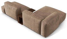 Svetlohnedá zamatová modulárna rohová pohovka (ľavý roh/s leňoškou) Martina – Micadoni