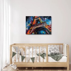 Sklenený obraz - Maľba Eiffelovej veže II. (70x50 cm)