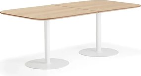 Stôl METRIC, zaoblené rohy, 2000x1000x720 mm, biela/dub