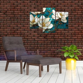 Obraz - Vitráž s magnóliou (90x60 cm)